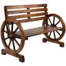 VINGLI 41 in. 2-Person Slatted Seat Rustic Wooden Wagon Wheel Bench, Outdoor Patio Furniture, Weather-Resistance