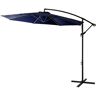 FLAME&SHADE 10 ft. Steel Cantilever Offset Patio Umbrella for Outdoor with Cross Base in Navy Blue Solution Dyed Polyester