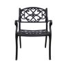 Cast Aluminum Flower pattern Chairs with Armrest, Patio Bistro Chair Outdoor Dining Chairs Set of 2