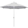 California Umbrella 9 ft. Aluminum Market Push Tilt - Matte White Patio Umbrella in Gray White Cabana Stripe Olefin