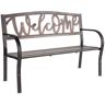 Evergreen 48 in. Welcome Metal Garden Bench