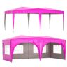 Zeus & Ruta 10 ft. x 20 ft. Pink Outdoor Portable Popup Folding Tent with 6 Removable Sidewalls, Carry Bag and 6 Weight Bags