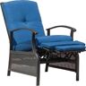 Blue Metal Adjustable Patio Recliner Outdoor Chaise Lounge Chair with Cushions for Reading, Garden, Lawn