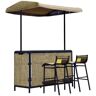 Outsunny 3-Piece Metal Rectangle Bar Height Outdoor Serving Bar Set with Two Chairs