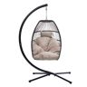 Anvil Outdoor 1-Person Wicker and Steel Patio Swing, Egg Chair with C Type Bracket, with Brown Cushion and Pillow