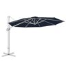 PASAMIC 11ft. Aluminum Patio Offset Umbrella Outdoor Cantilever Umbrella, 360° Rotation Device And Cross Base in Navy Blue