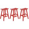 WESTIN OUTDOOR Franklin Red 29 in. HDPE Plastic Outdoor Patio Backless Bar Stool (Set of 3)