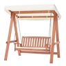 Costway 2-Person Wood Patio Swing with Canopy Outdoor Porch Swing Bench with Cushions Backyard