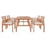 SAFAVIEH Vinyl Natural 5-Piece Wood Outdoor Patio Dining Set with Beige Cushions
