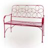 Alpine 45 in. L Indoor/Outdoor 2-Person Metal Garden Bench with Daisy Backrest, Red