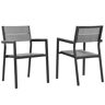 MODWAY Maine Brown Aluminum Outdoor Patio Dining Chair in Gray (Set of 2)