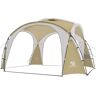 12 ft. x 12 ft. Khaki Brown Pop-Up Canopy with Side Wall, and Stability Poles, Sun Shelter Rainproof, Waterproof