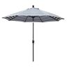 California Umbrella 9 ft. Aluminum Market Push Tilt - Matte Black Patio Umbrella in Navy White Cabana Stripe Olefin