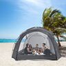 UPF50+ 12 ft. x 12 ft. Grey Ground Pegs Pop-Up Canopy with Side Wall and Stability Poles Sun Shelter