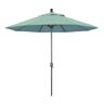California Umbrella 9 ft. Hammertone Grey Aluminum Market Patio Umbrella with Push Button Tilt Crank Lift in Spa Sunbrella