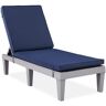 Best Choice Products Gray 1-Piece Plastic Resin Outdoor Chaise Lounge Adjustable Height with Navy Cushion