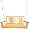 Farmhouse 2-Person Wood Porch Swing with Armrests and Hanging Chains for Outdoor Patio Garden Yard