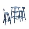 Cesicia Farmhouse 3-Piece HDPE Plastic Outdoor Bistro Set Patio Furniture Table Set in Blue