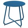 Dyiom Peacock Blue Outdoor Powder Coated Steel Round Side Table with Stability