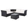 SAFAVIEH Helga Black Wicker Outdoor Patio Sectional with Beige Cushions