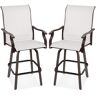 Best Choice Products Ivory Metal Outdoor Swivel Patio Bar Stool Chairs with 360-Degree Rotation, All-Weather Mesh (2-Pack)