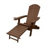 Alpine Dk. Teak Folding Adirondack Chair with Cup Holder and Ottoman
