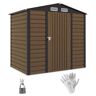Outsunny 6 ft. x 4 ft. Dark Brown Wood Metal Outdoor Storage Shed, Garden Tool Shed with Ventilation Slots, 24 sq. ft.