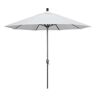 California Umbrella 9 ft. Hammertone Grey Aluminum Market Patio Umbrella with Push Button Tilt Crank Lift in Natural Sunbrella