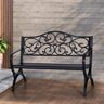 PHI VILLA 50 in. Black Butterfly Pattern Metal Outdoor Bench