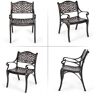 Costway All-Weather Cast Aluminum Armrest Garden Outdoor Dining Chair (Set of 4)