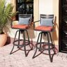 Pellebant Swivel Cast Aluminum Outdoor Bar Stool with Sunbrella Red Cushion (2-Pack)