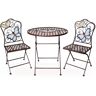 Alpine 3-Piece Iron Indoor/Outdoor Butterfly Design Bistro Set Folding Table and Chairs Patio Seating