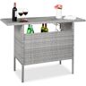 Best Choice Products Outdoor Gray Patio Wicker Bar Table with 2 Steel Shelves, 2-Sets of Rails