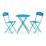 Alpine Indoor/Outdoor 3-Piece Bistro Set Folding Table and Chairs Patio Seating, Blue
