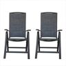 Boosicavelly Aluminum Adjustable Outdoor Reclining Sling Lawn Chairs with Double-Layered Textile Fabric in Dark Gray Set of 2