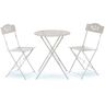 Alpine White 3-Piece Iron Indoor/Outdoor Bistro Set Folding Table and Chairs Patio Seating