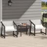 DEXTRUS 3-Piece Metal Frame Textile Outdoor Furniture Patio Conversation Set with Beige Pillows