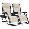Best Choice Products Ivory Metal Zero Gravity Reclining Lawn Chair with Cup Holders (2-Pack)