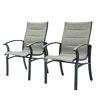 Boosicavelly Metal Steel Chair with Textile Mesh Fabric Outdoor Dining Chairs in Grey (Set of 2)