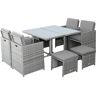 Outsunny 9-Piece Wicker Patio Conversation Set with Dark Grey Cushions