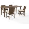 CROSLEY FURNITURE Bradenton Weathered Brown 5-Piece Wicker Rectangular Outdoor Dining Set with Sand Cushions