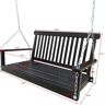 Farmhouse 2-Person Wood Porch Swing with Armrests and Hanging Chains for Outdoor Patio Garden Yard