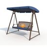 Yangming Farmhouse Porch 2-Person Metal Patio Swing Chair Porch Swing with Adjustable Tilt Canopy and Removable Cushion Dark Blue