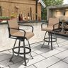 Crestlive Products Swivel Cast Aluminum Outdoor Bar Stool in Brown (2-Pack)