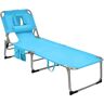 Costway Turquoise Durability Stability Metal Outdoor Lounge Chair