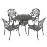 Anvil Black 5-Piece Aluminum Outdoor Dining Set, 1 Round Table, 4 Chairs with Umbrella Hole, Lattice Weave Design All-Weather