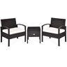 Costway 3-Piece Wicker Outdoor Sectional Set with Cream Cushion