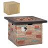 Outsunny Square Stone Fire Pit Table with Protective Cover