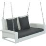 Anvil 2-Person White Wicker Porch Swing Patio Hanging Seat Swing Bench with Chains and Gray Cushions