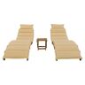Deck Chair Wooden Outdoor Extended Deck Chair Set With Foldable Coffee Table Suitable For Balcony Poolside Garden Brown